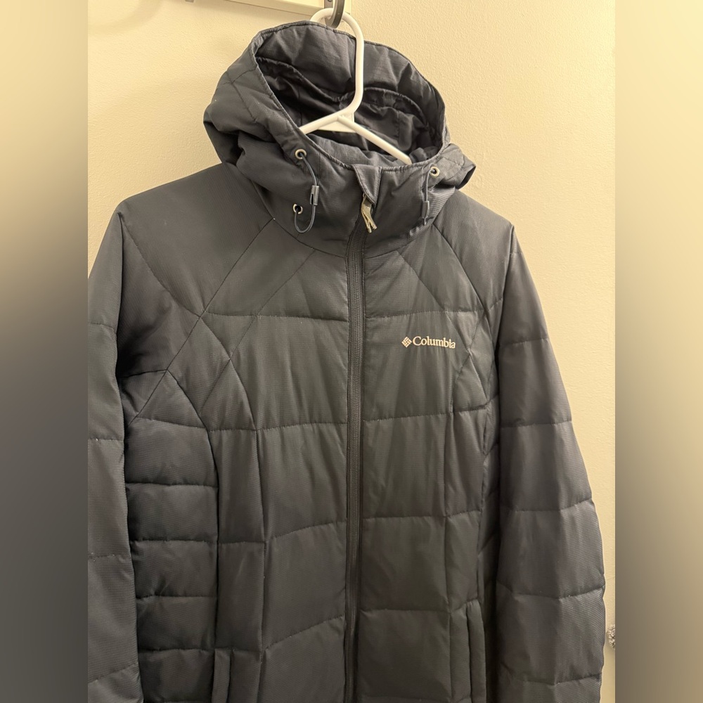 Columbia | Navy Puffer Hooded Jacket Omni Heat 700 fill Duck Down and Feathers - Picture 3 of 15